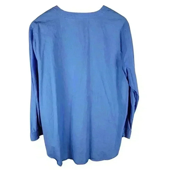 Woman Within Perfect Pintuck Top Women 1X 22/24 Blue Tunic Classic Career Office - Picture 13 of 14